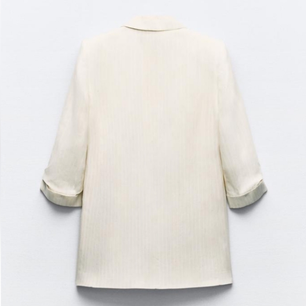 Zara Open Blazer with Roll-Up Sleeves Sz-L - Picture 7 of 12